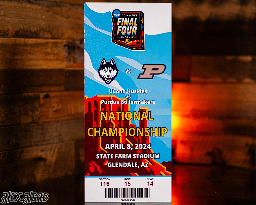 UCONN Huskies 2024 National Basketball Championship Ticket Stub Single Layer Metal Wall Art
