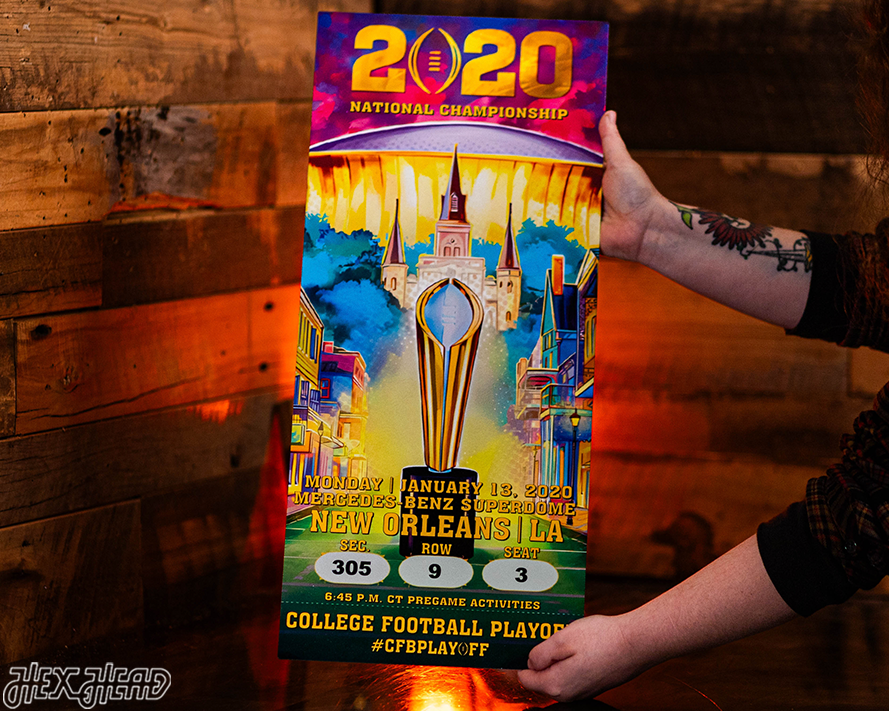 LSU Tigers 2020 National Championship Ticket Stub Single Layer Metal Wall Art