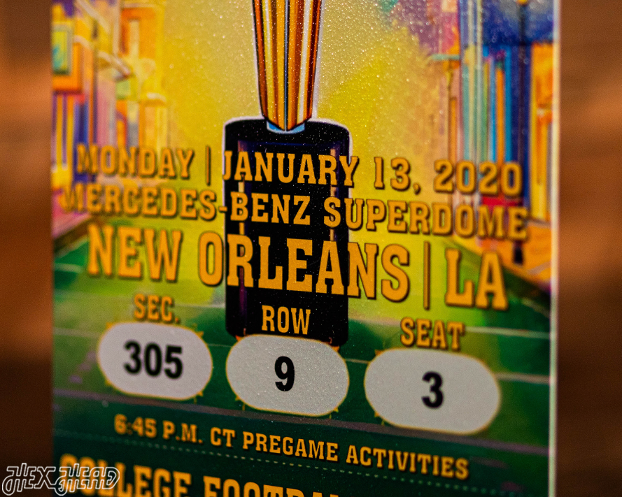 LSU Tigers 2020 National Championship Ticket Stub Single Layer Metal Wall Art
