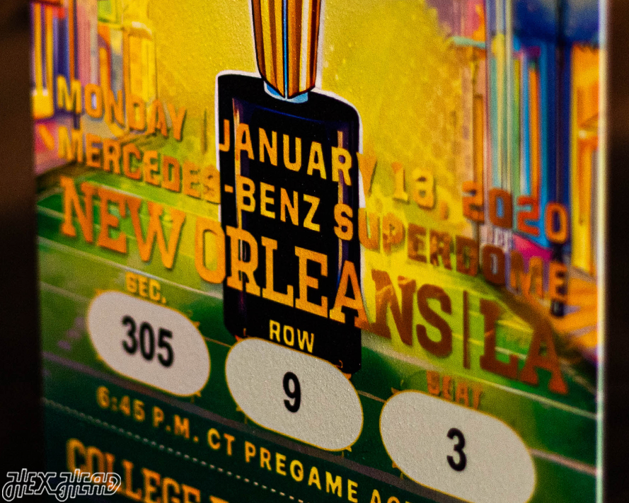 LSU Tigers Tide 2020 National Championship Ticket Stub Single Layer Metal Wall Art
