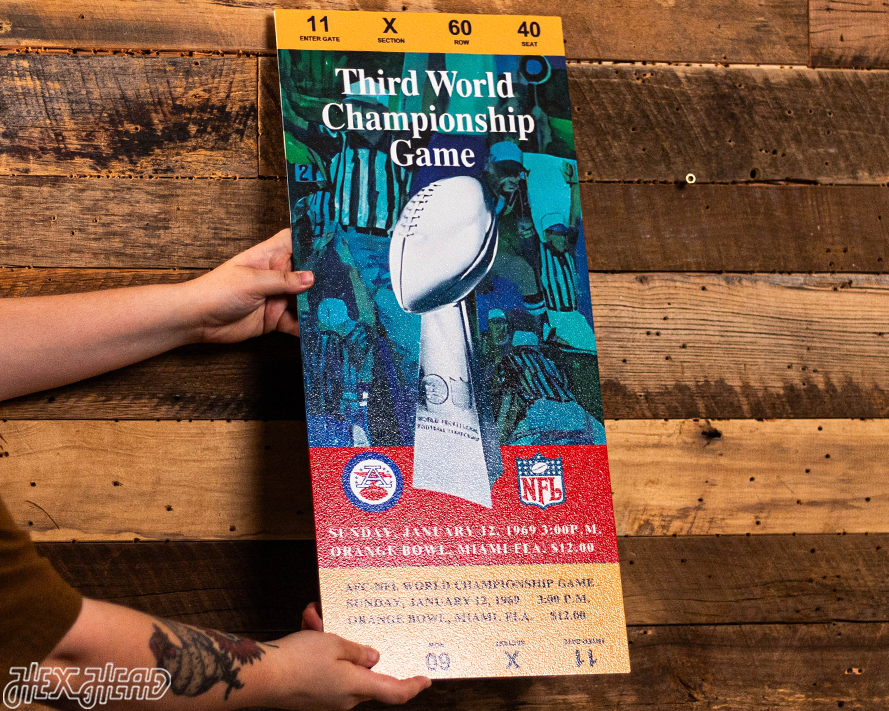 New York Jets Personalized Super Bowl III Ticket Stub Single Layer Metal Wall Art