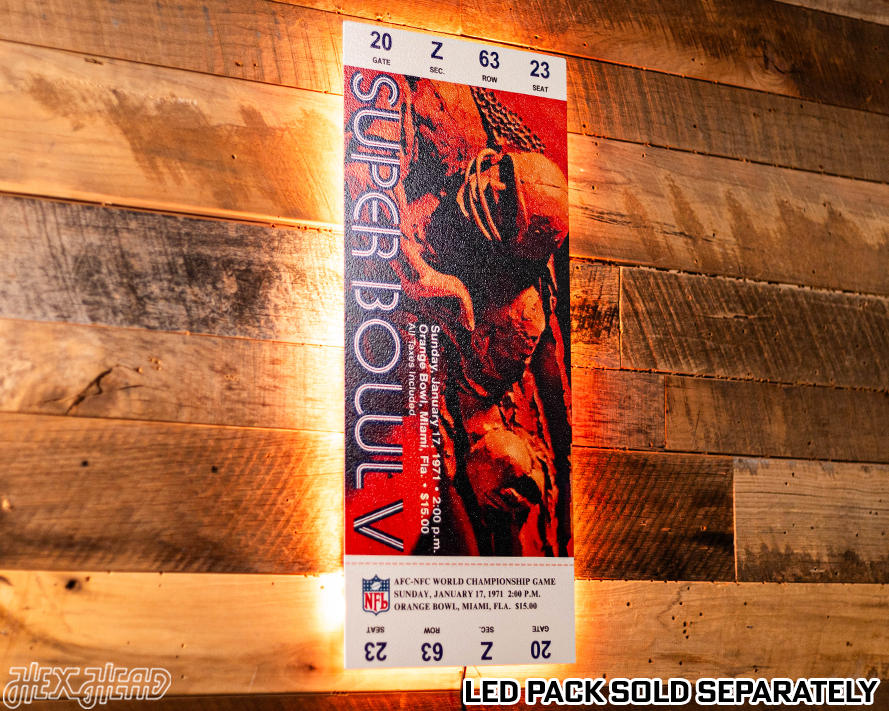 Baltimore Colts Personalized Super Bowl V Ticket Stub Single Layer Metal Wall Art