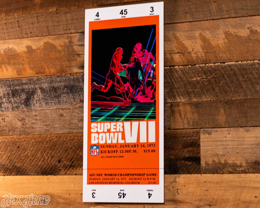 Miami Dolphins Super Bowl VII Ticket Stub Single Layer Metal Wall Art