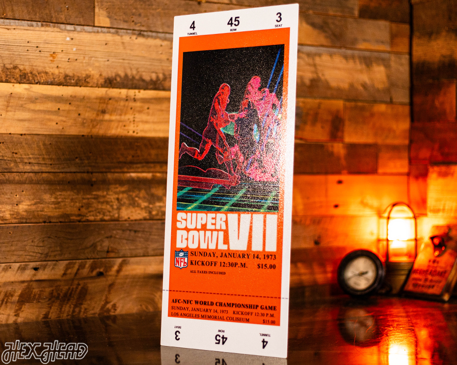 Miami Dolphins Super Bowl VII Ticket Stub Single Layer Metal Wall Art