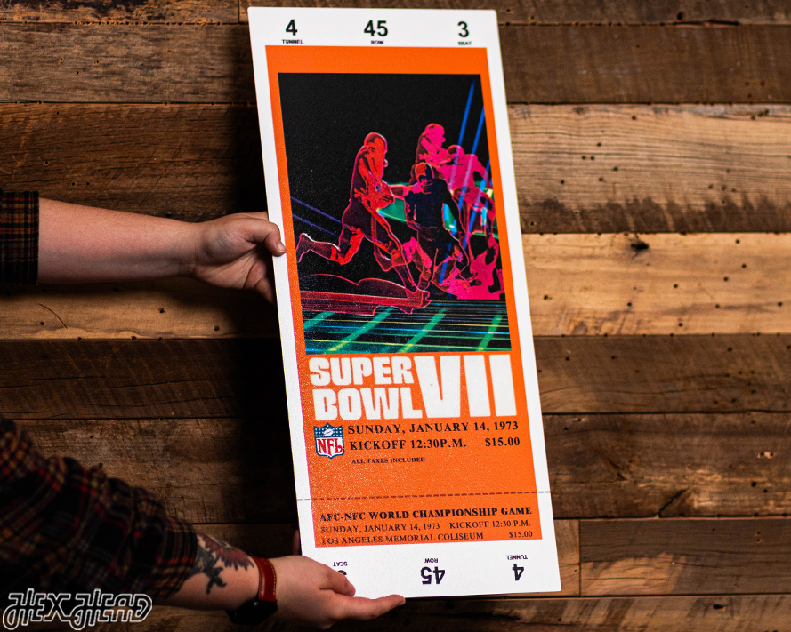 Miami Dolphins Super Bowl VII Ticket Stub Single Layer Metal Wall Art