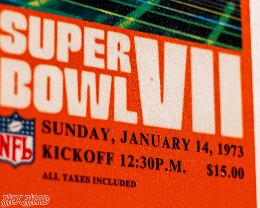 Miami Dolphins Super Bowl VII Ticket Stub Single Layer Metal Wall Art