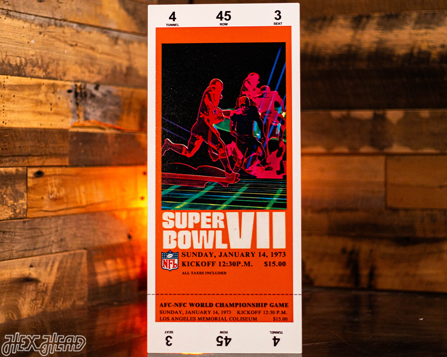 Miami Dolphins Super Bowl VII Ticket Stub Single Layer Metal Wall Art
