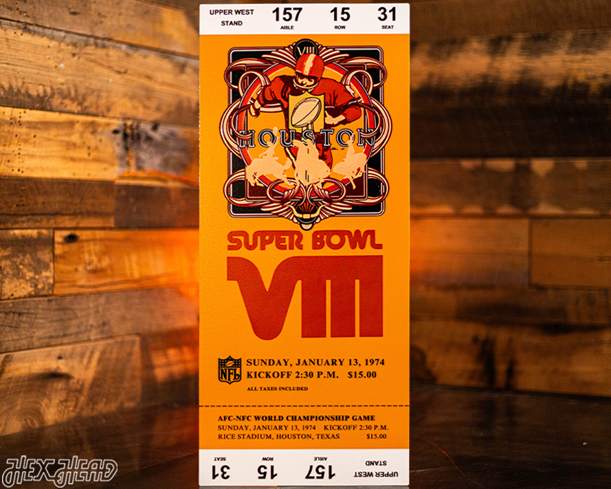 Miami Dolphins Super Bowl VIII Ticket Stub Single Layer Metal Wall Art