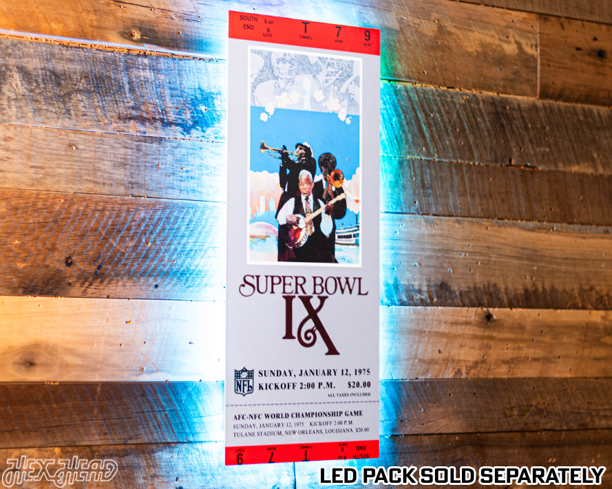 Pittsburgh Steelers Personalized Super Bowl IX Ticket Stub Single Layer Metal Wall Art