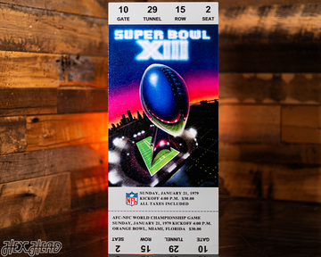 Pittsburgh Steelers Personalized Super Bowl XIII Ticket Stub Single Layer Metal Wall Art