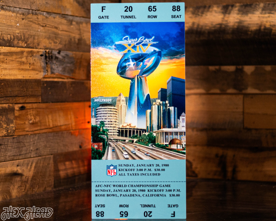 Pittsburgh Steelers Personalized Super Bowl XIV Ticket Stub Single Layer Metal Wall Art