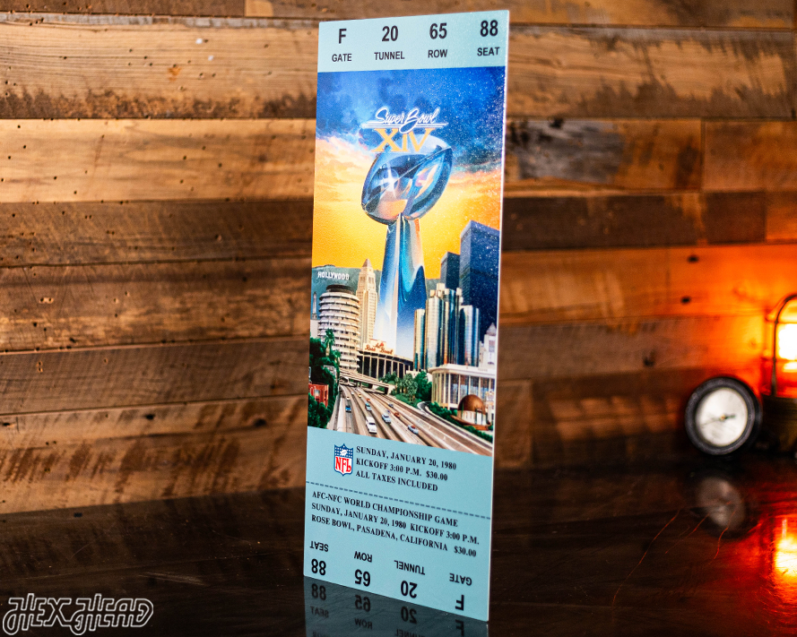 Pittsburgh Steelers Personalized Super Bowl XIV Ticket Stub Single Layer Metal Wall Art