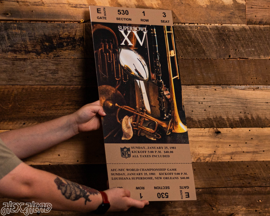 Las Vegas Raiders Super Bowl XV Ticket Stub Single Layer Metal Wall Art