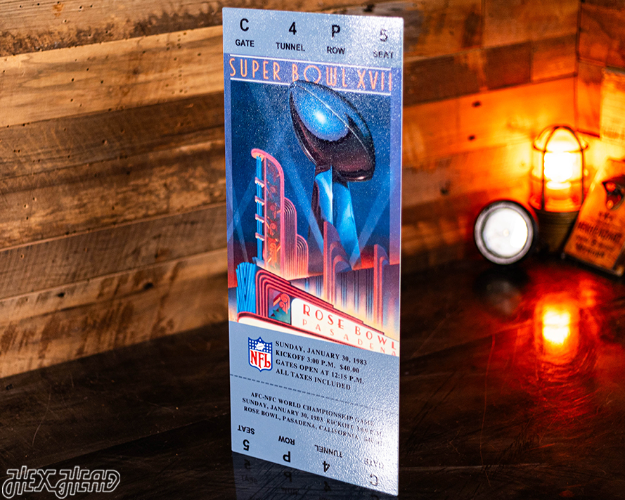 Washington Commanders Personalized Super Bowl XVII Ticket Stub Single Layer Metal Wall Art
