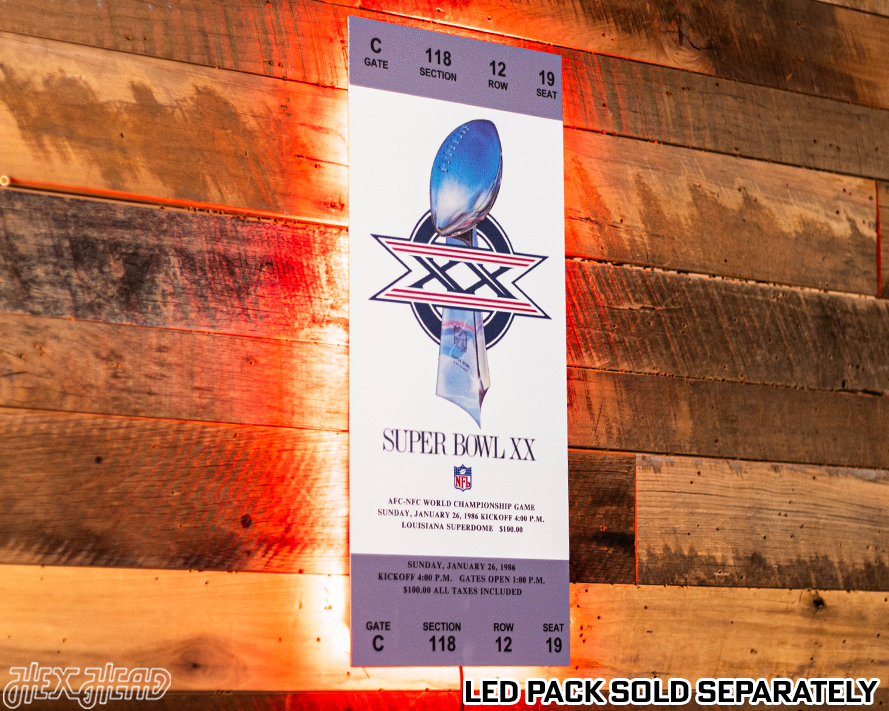 Chicago Bears Super Bowl XX Ticket Stub Single Layer Metal Wall Art