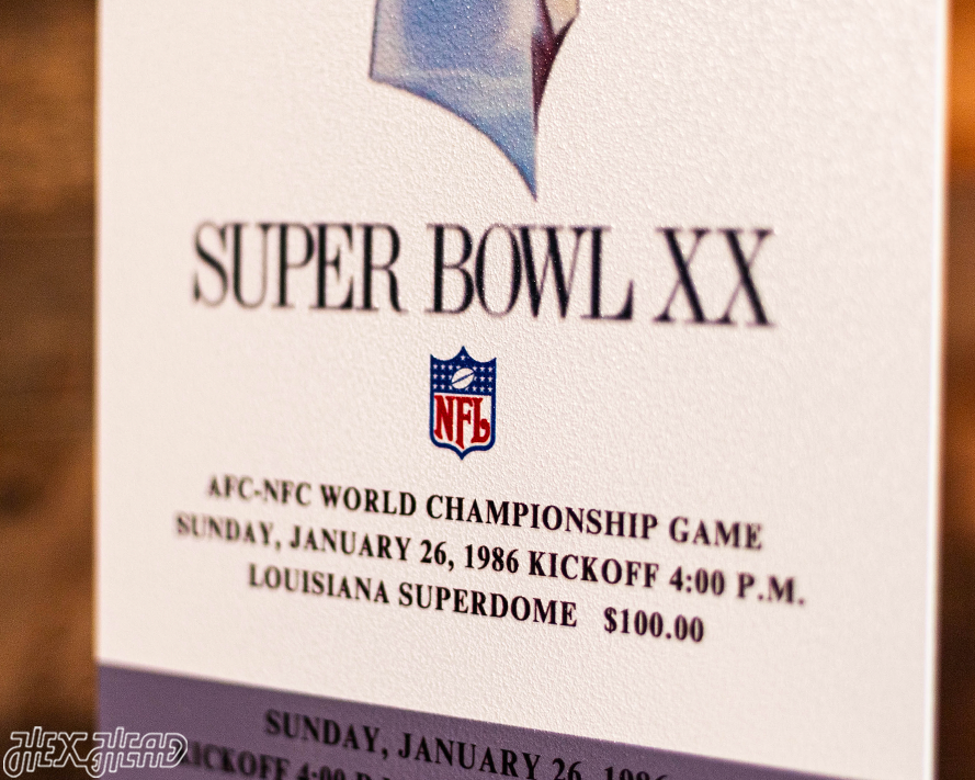 Chicago Bears Super Bowl XX Ticket Stub Single Layer Metal Wall Art