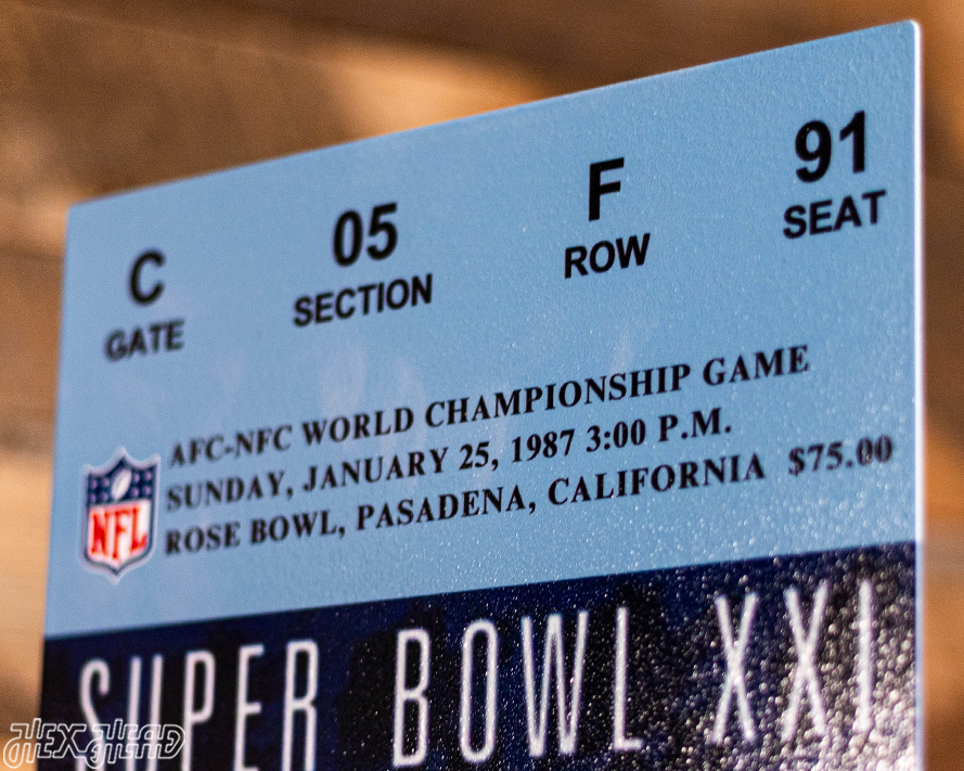 New York Giants Super Bowl XXI Ticket Stub Single Layer Metal Wall Art