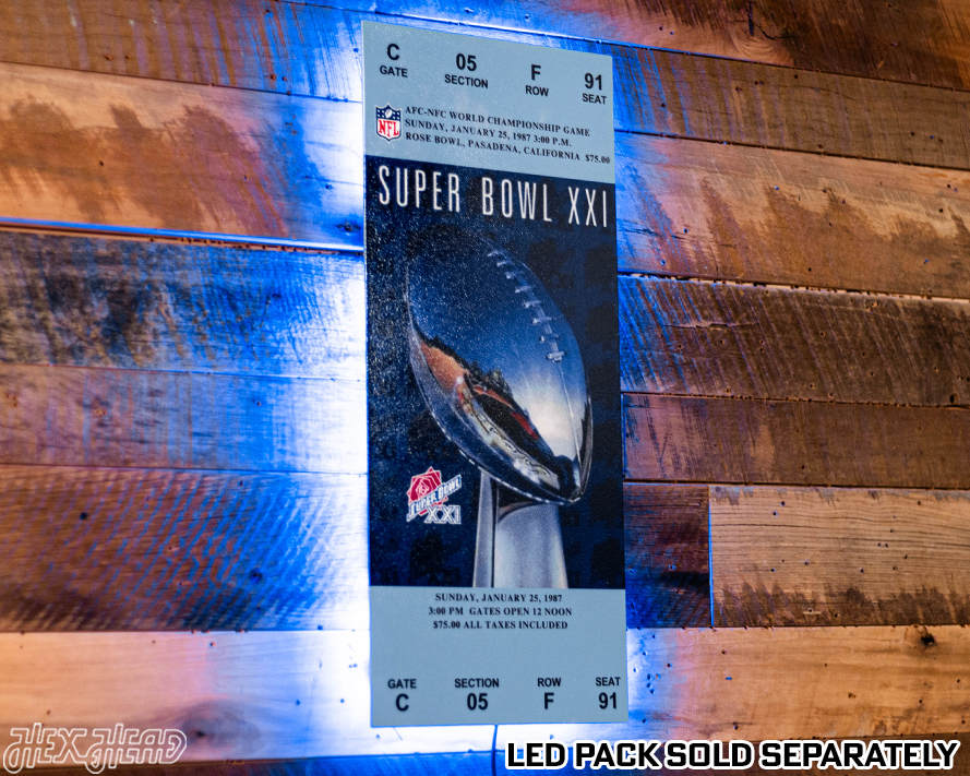 New York Giants Personalized Super Bowl XXI Ticket Stub Single Layer Metal Wall Art