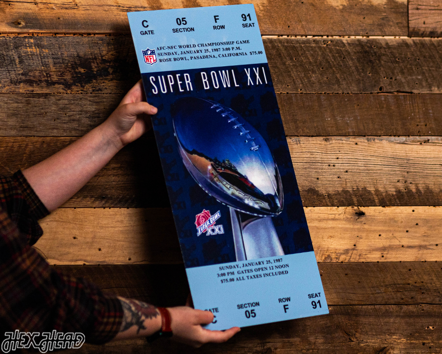 New York Giants Super Bowl XXI Ticket Stub Single Layer Metal Wall Art