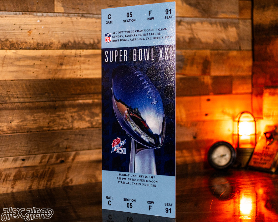 New York Giants Super Bowl XXI Ticket Stub Single Layer Metal Wall Art