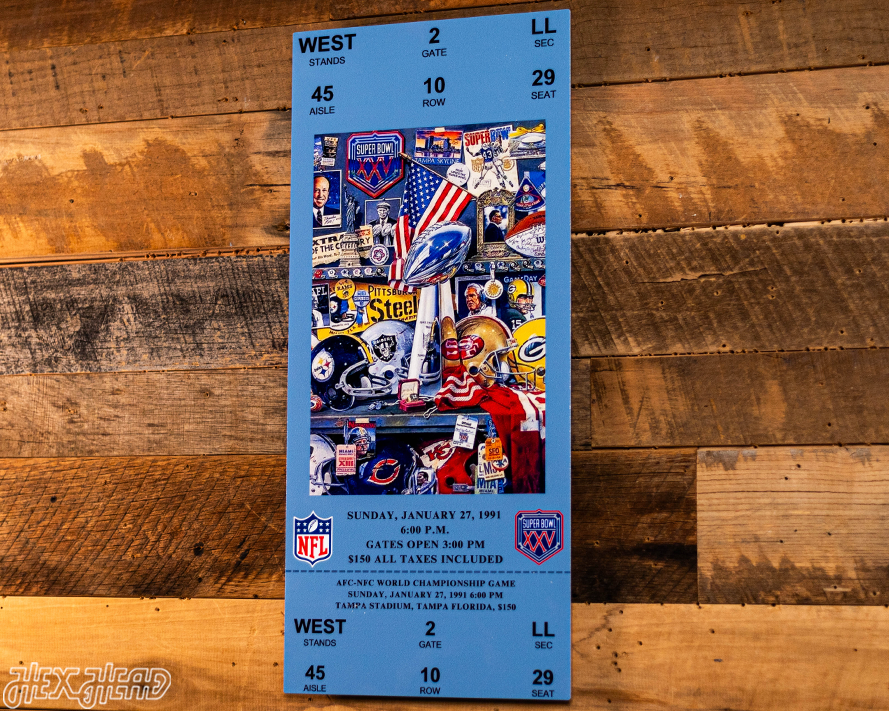 New York Giants Super Bowl XXV Ticket Stub Single Layer Metal Wall Art