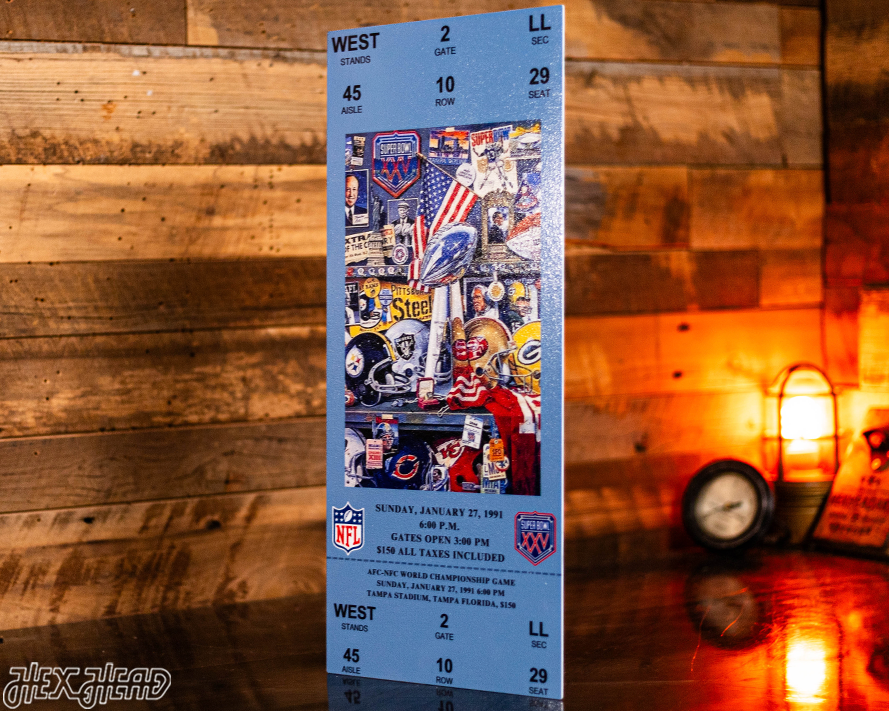 New York Giants Super Bowl XXV Ticket Stub Single Layer Metal Wall Art