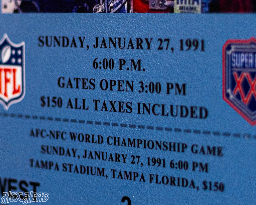 New York Giants Super Bowl XXV Ticket Stub Single Layer Metal Wall Art