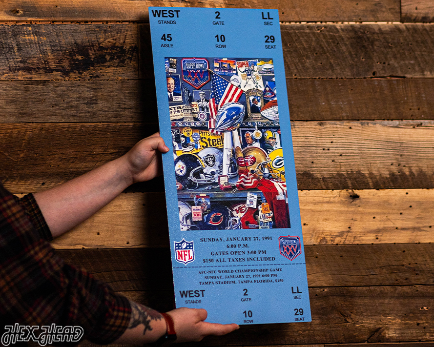 New York Giants Super Bowl XXV Ticket Stub Single Layer Metal Wall Art