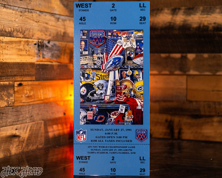 New York Giants Super Bowl XXV Ticket Stub Single Layer Metal Wall Art