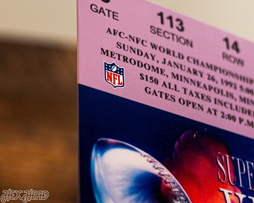 Washington Commanders Super Bowl XXVI Ticket Stub Single Layer Metal Wall Art