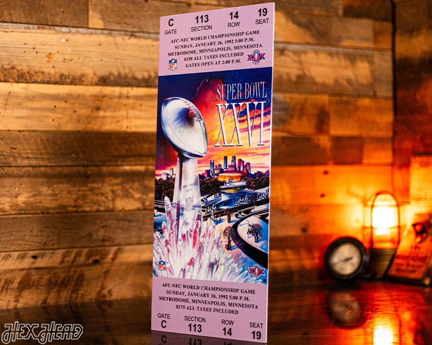 Washington Commanders Personalized Super Bowl XXVI Ticket Stub Single Layer Metal Wall Art