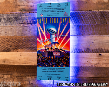 Dallas Cowboys Personalized Super Bowl XXVII Ticket Stub Single Layer Metal Wall Art