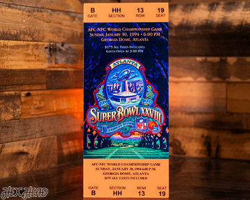 Dallas Cowboys Personalized Super Bowl XXVIII Ticket Stub Single Layer Metal Wall Art