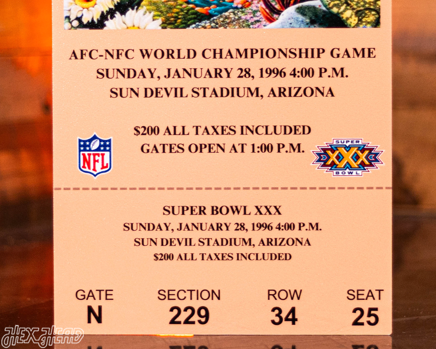 Dallas Cowboys Super Bowl XXX Ticket Stub Single Layer Metal Wall Art