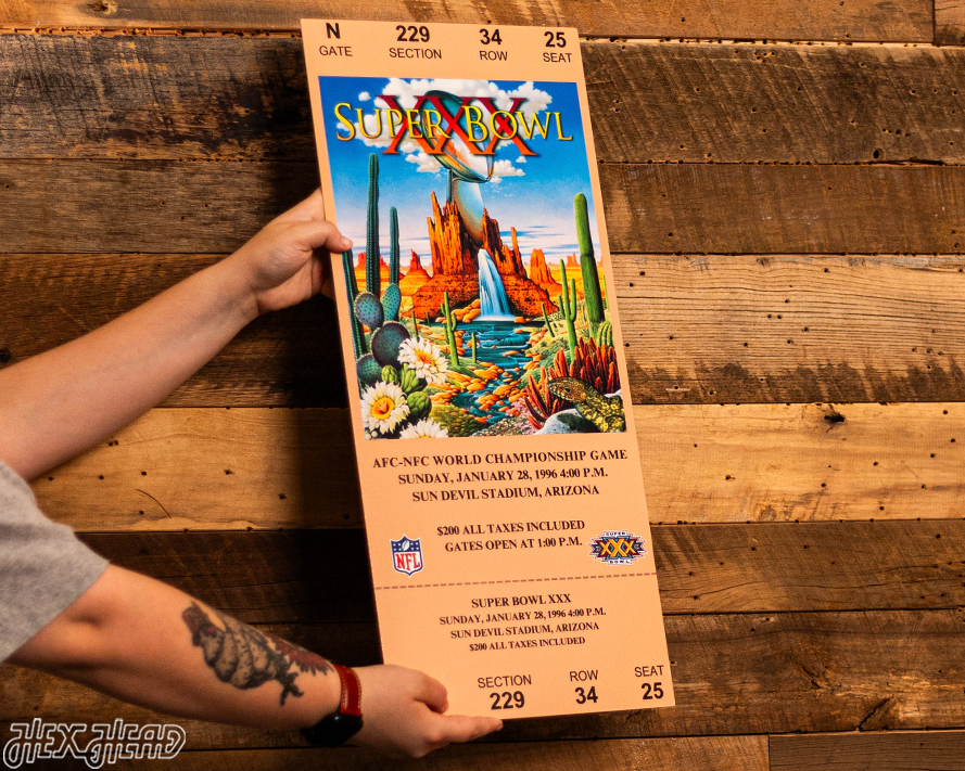 Dallas Cowboys Super Bowl XXX Ticket Stub Single Layer Metal Wall Art