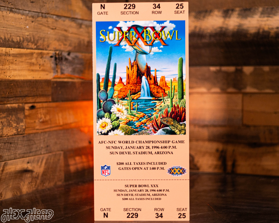 Dallas Cowboys Super Bowl XXX Ticket Stub Single Layer Metal Wall Art