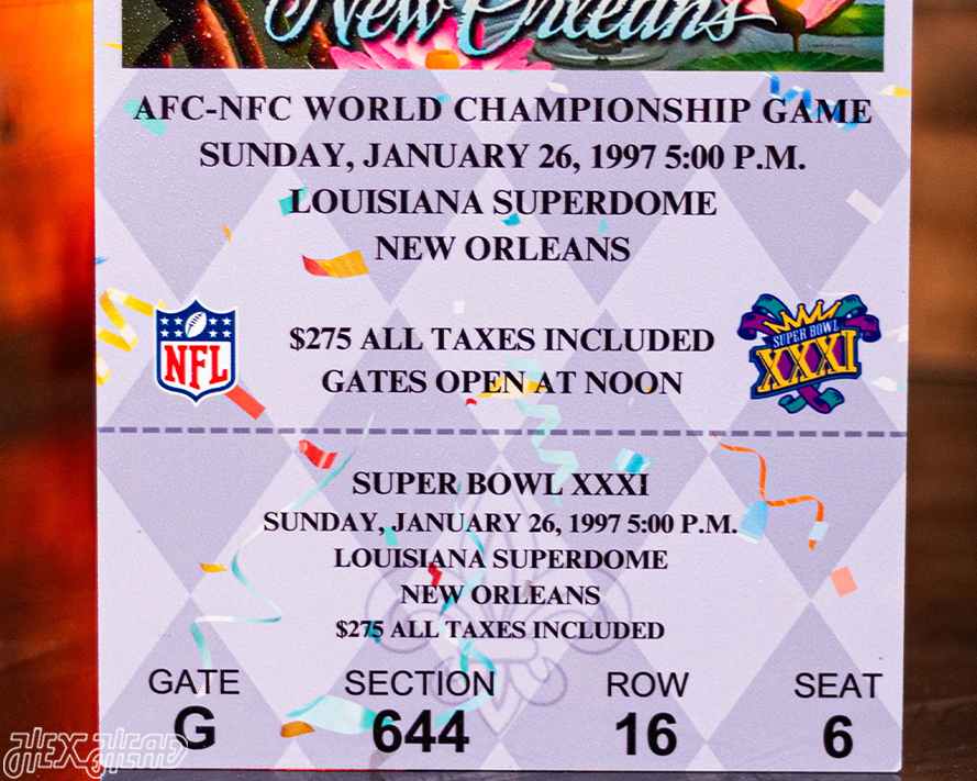 Green Bay Packers Super Bowl XXXI Ticket Stub Single Layer Metal Wall Art