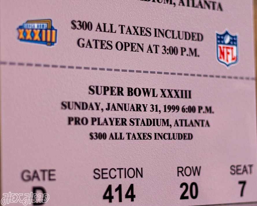 Denver Broncos Super Bowl XXXIII Ticket Stub Single Layer Metal Wall Art