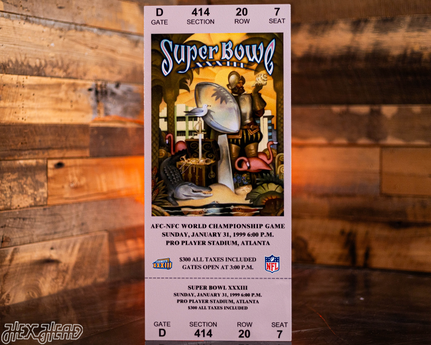 Denver Broncos Super Bowl XXXIII Ticket Stub Single Layer Metal Wall Art