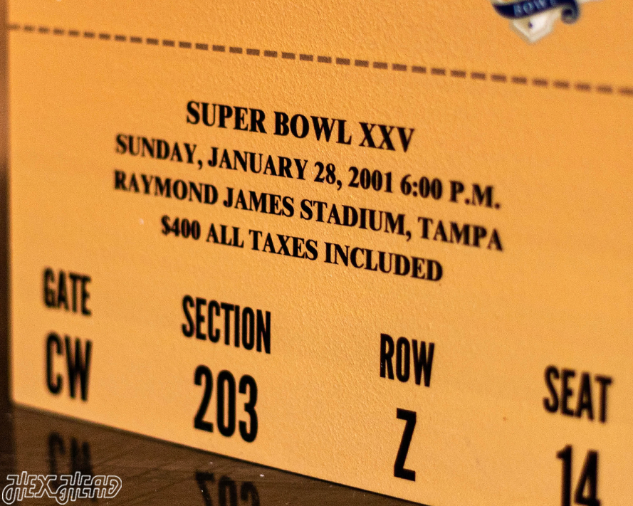 Baltimore Ravens Personalized Super Bowl XXXV Ticket Stub Single Layer Metal Wall Art