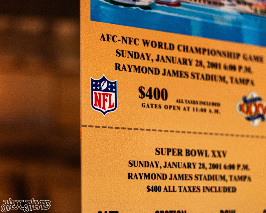 Baltimore Ravens Personalized Super Bowl XXXV Ticket Stub Single Layer Metal Wall Art