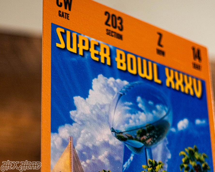 Baltimore Ravens Personalized Super Bowl XXXV Ticket Stub Single Layer Metal Wall Art