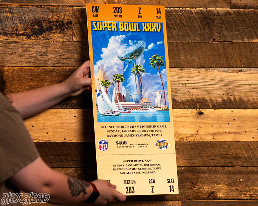 Baltimore Ravens Super Bowl XXXV Ticket Stub Single Layer Metal Wall Art