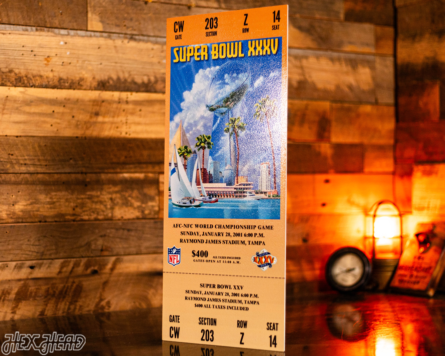 Baltimore Ravens Personalized Super Bowl XXXV Ticket Stub Single Layer Metal Wall Art