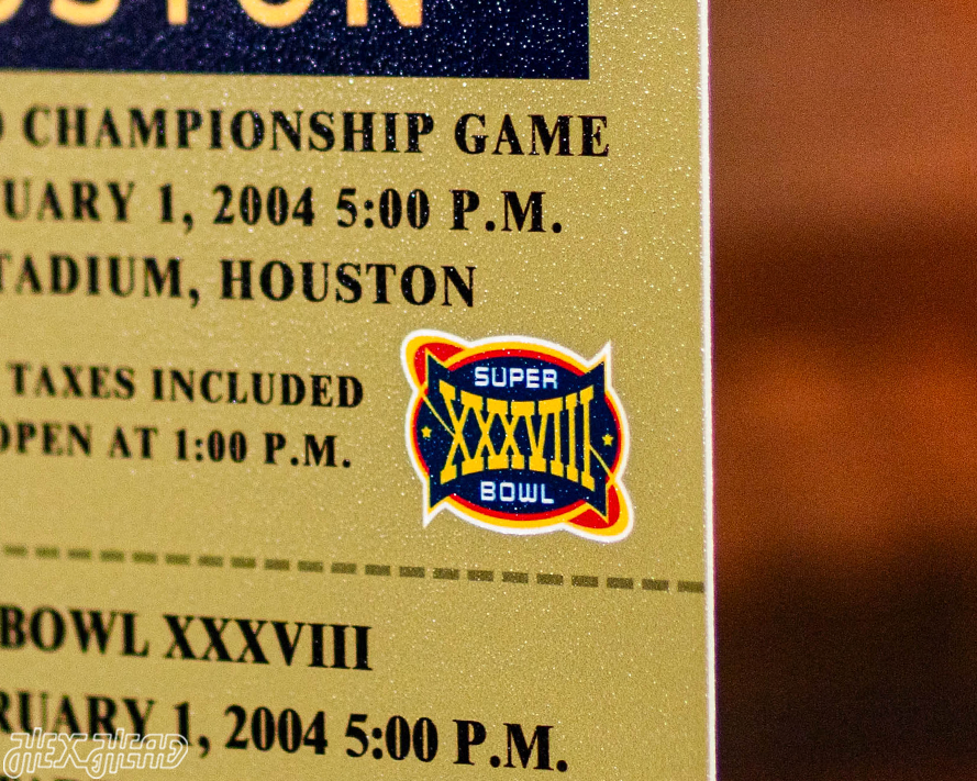 New England Patriots Super Bowl XXXVIII Ticket Stub Single Layer Metal Wall Art
