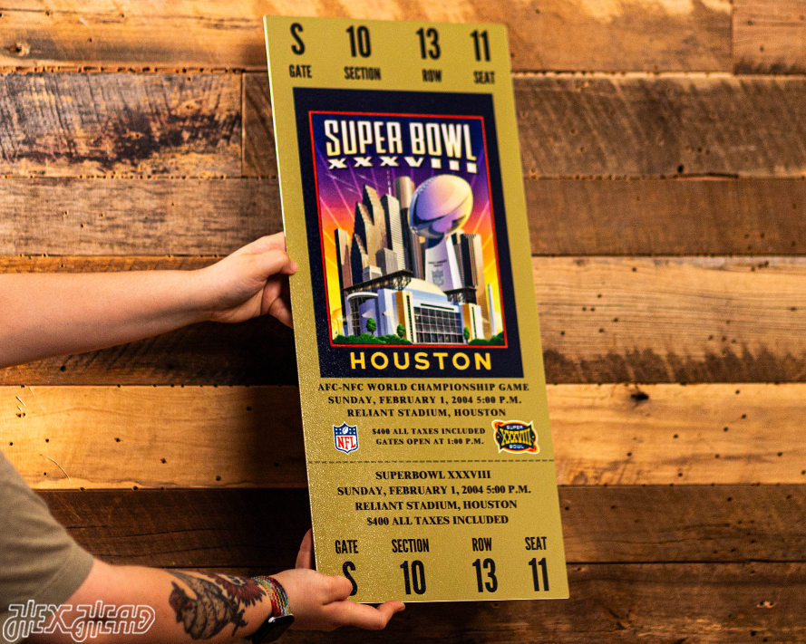 New England Patriots Super Bowl XXXVIII Ticket Stub Single Layer Metal Wall Art