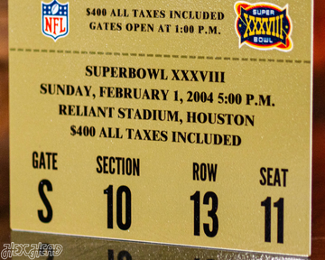 New England Patriots Super Bowl XXXVIII Ticket Stub Single Layer Metal Wall Art