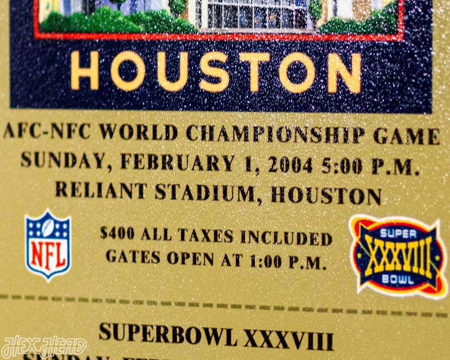 New England Patriots Super Bowl XXXVIII Ticket Stub Single Layer Metal Wall Art