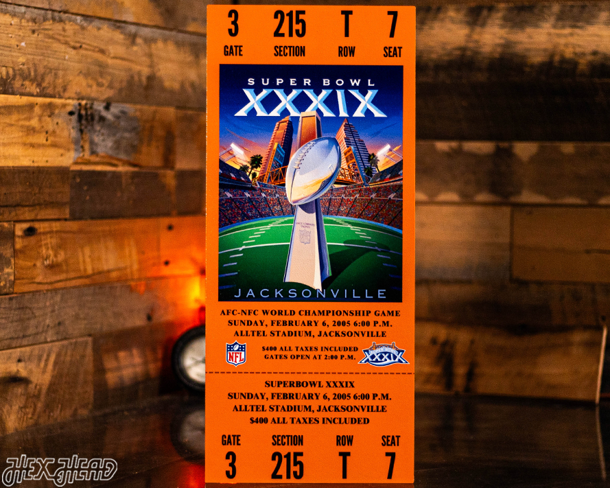 New England Patriots Super Bowl XXXIX Ticket Stub Single Layer Metal Wall Art