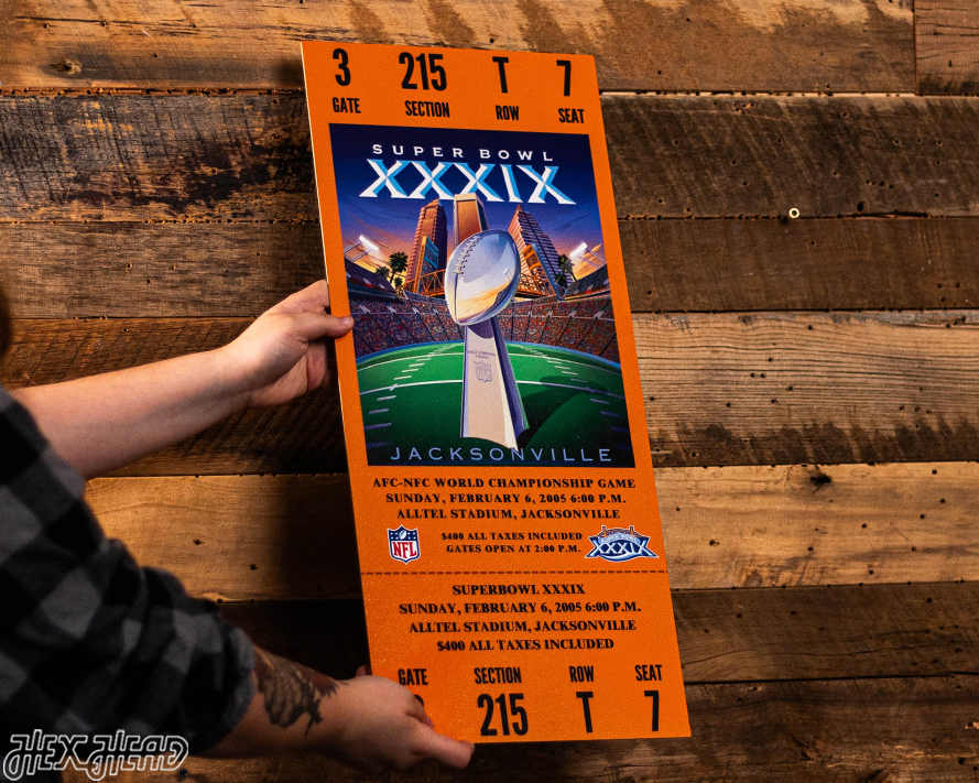 New England Patriots Super Bowl XXXIX Ticket Stub Single Layer Metal Wall Art